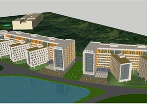 现代学院教学楼建筑方案ＳＵ模型