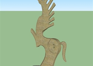 一个现代马抽象艺术雕塑SU(草图大师)模型