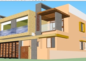 现代两层私人别墅建筑方案ＳＵ模型