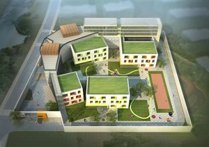 现代风格社区幼儿园建筑ＳＵ模型