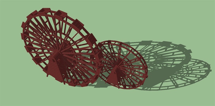 乡村木制水轮车ＳＵ模型(2)
