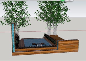 户外泳池组合景观设计SU(草图大师)模型