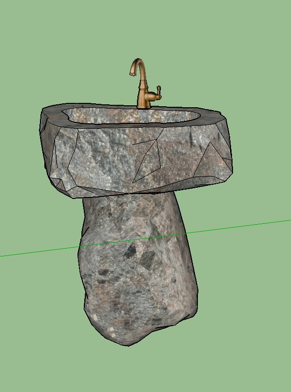 石材洗手池设计su模型