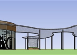 曲线云状公园创意景观装置休息茶室建筑设计SU(草图大师)模型