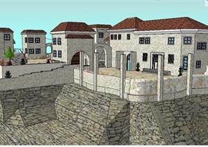 欧式城堡式住宅建筑SU(草图大师)模型