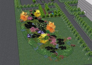 某现代花园厂区广场景观设计SU(草图大师)模型