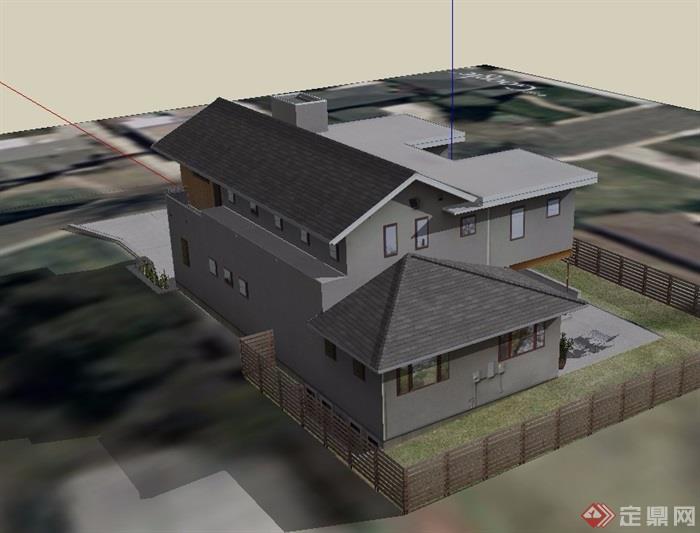 中式农村自建别墅su模型