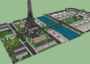 欧式公园整体规划设计SU(草图大师)模型