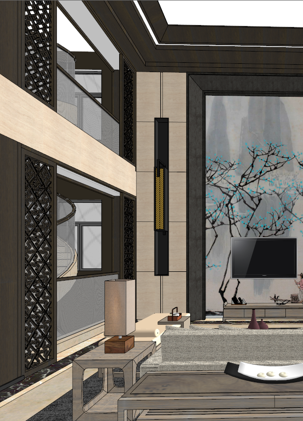 中式典雅高端居住别墅室内装修设计(6)