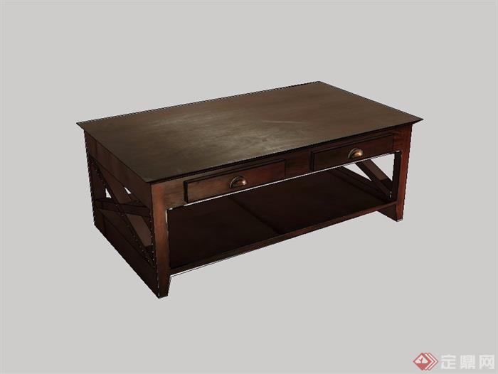 现代风格木质桌子su模型