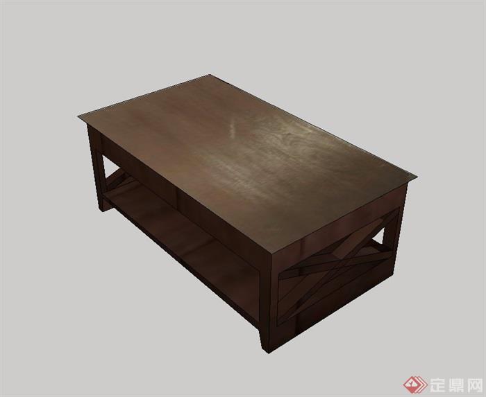 现代风格木质桌子su模型