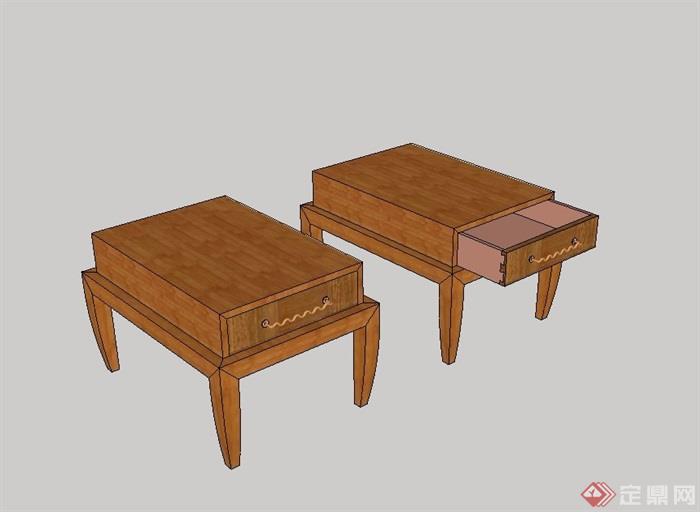 中式木质床头柜设计su模型