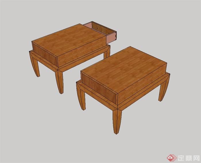 中式木质床头柜设计su模型