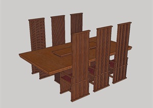 木质详细的餐桌椅设计SU(草图大师)模型