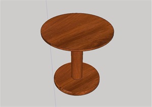 木质圆形小桌子设计SU(草图大师)模型
