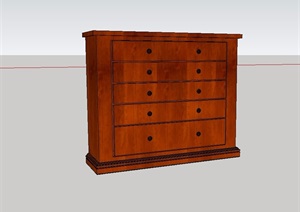 某木质详细的柜子素材SU(草图大师)模型