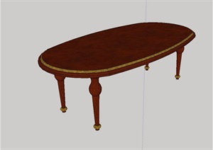 某欧式风格木质桌子素材设计SU(草图大师)模型