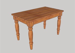 某室内详细的木质桌子设计SU(草图大师)模型