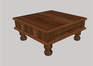 木质独特造型的桌子设计SU(草图大师)模型