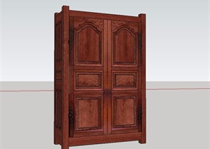 中式风格木质详细的柜子SU(草图大师)模型