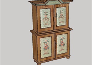 中式风格详细木质柜子素材SU(草图大师)模型