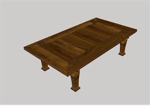 现代全木质桌子素材设计SU(草图大师)模型