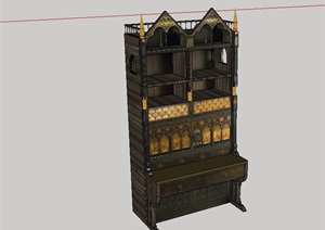 欧式风格详细完整的木质柜子设计SU(草图大师)模型