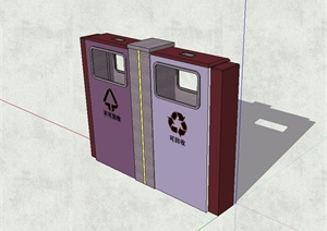 现代风格分类垃圾桶设计SU(草图大师)模型