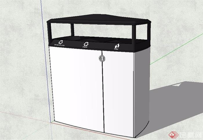 现代分类垃圾桶设计su模型