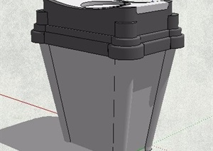 精品现代风格户外垃圾桶设计SU(草图大师)模型