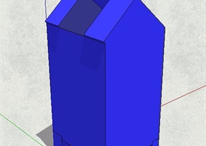 简约蓝色垃圾桶素材SU(草图大师)模型