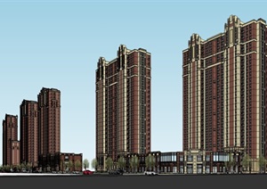 新古典风格商业及高层住宅精细设计SU(草图大师)模型