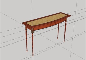 简欧风格详细的木桌子设计SU(草图大师)模型