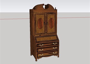 欧式风格详细木质柜子设计SU(草图大师)模型