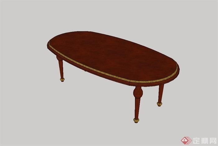 某欧式风格详细木质桌子su模型