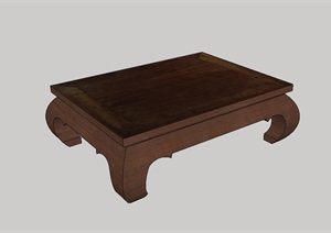 某现代详细的木质桌子SU(草图大师)模型