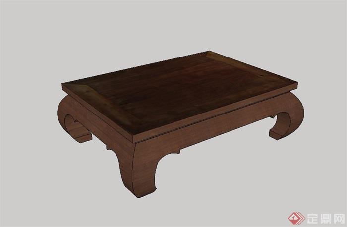 某现代详细的木质桌子su模型