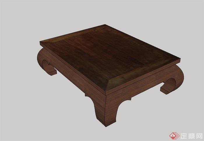 某现代详细的木质桌子su模型