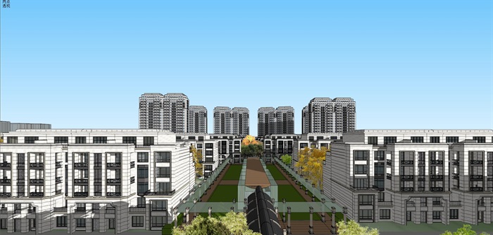 某居住区概念+新古典洋房住宅小区入口su模型(10)