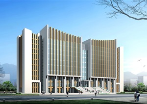 某大学图书馆建筑设计cad方案及效果图