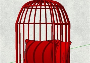 红色鸟笼吊椅设计SU(草图大师)模型