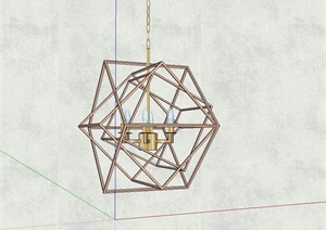现代简约详细的独特的吊灯设计SU(草图大师)模型