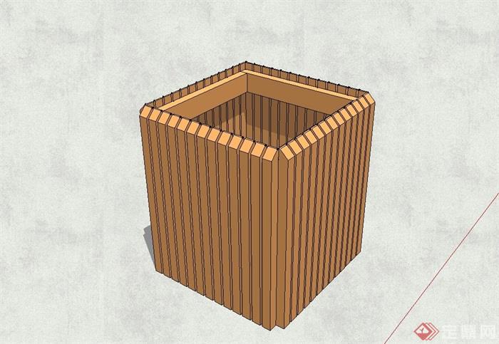 精品现代风格园林垃圾箱设计su模型