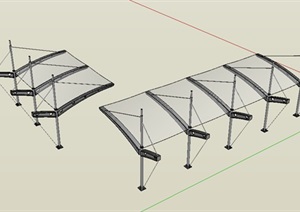 停车场雨棚设计SU(草图大师)模型
