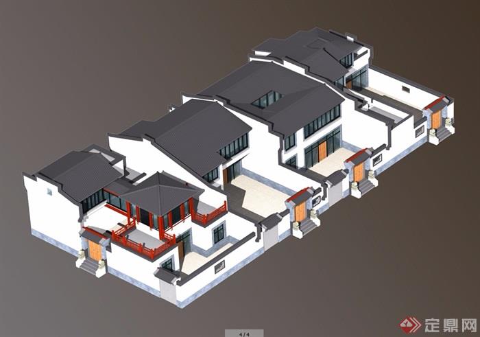 中式四合院建筑cad方案带效果图