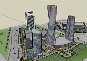 高层商业办公楼详细建筑设计SU(草图大师)模型