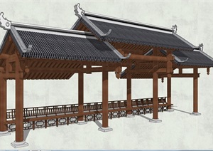 中式古典廊亭详细设计SU(草图大师)模型