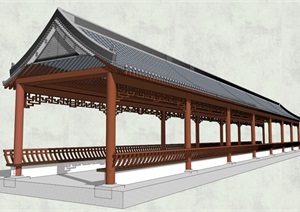 中式古典长廊架设计SU(草图大师)模型