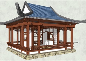 中式古典休闲亭设计SU(草图大师)模型
