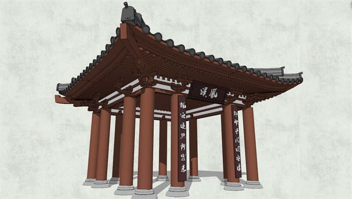 中式古典景观亭设计su模型